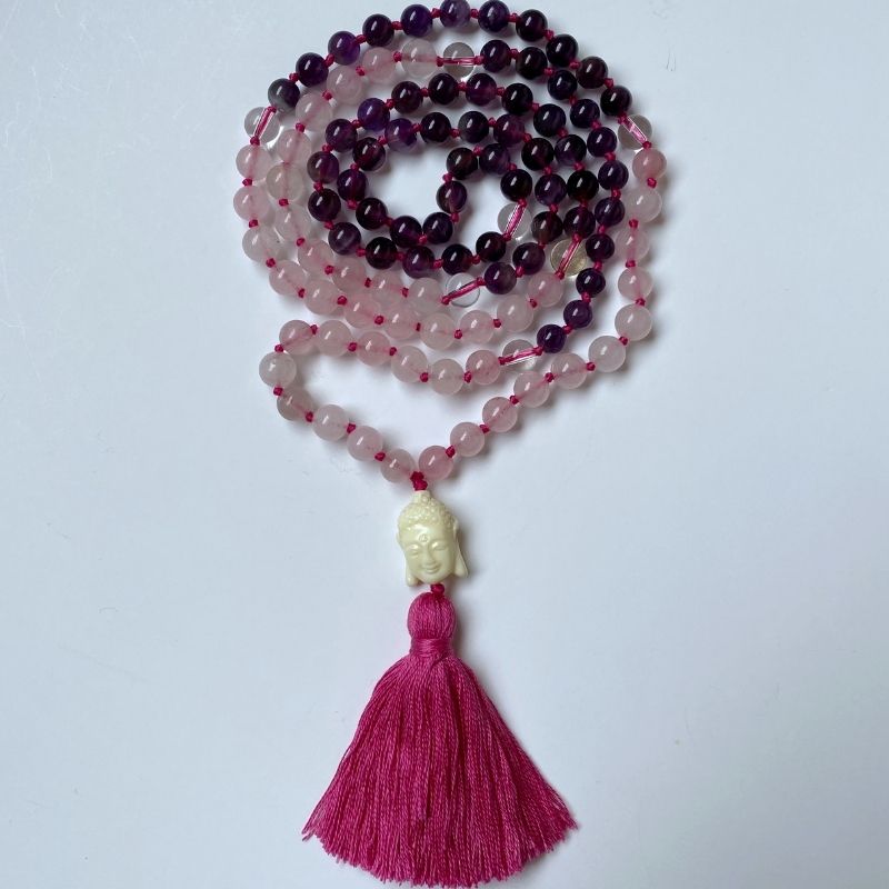 japamala cuarzo rosa cuarzo cristal y amatista shaktigracia